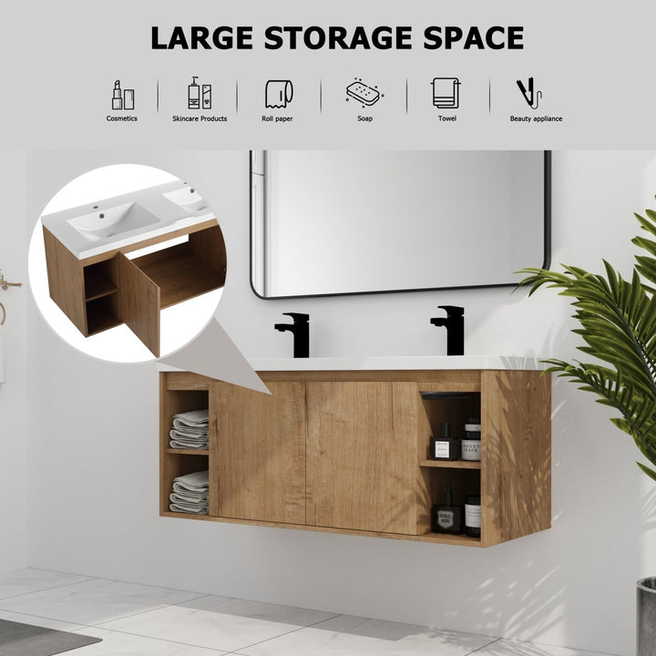 Modern floating vanity large storage