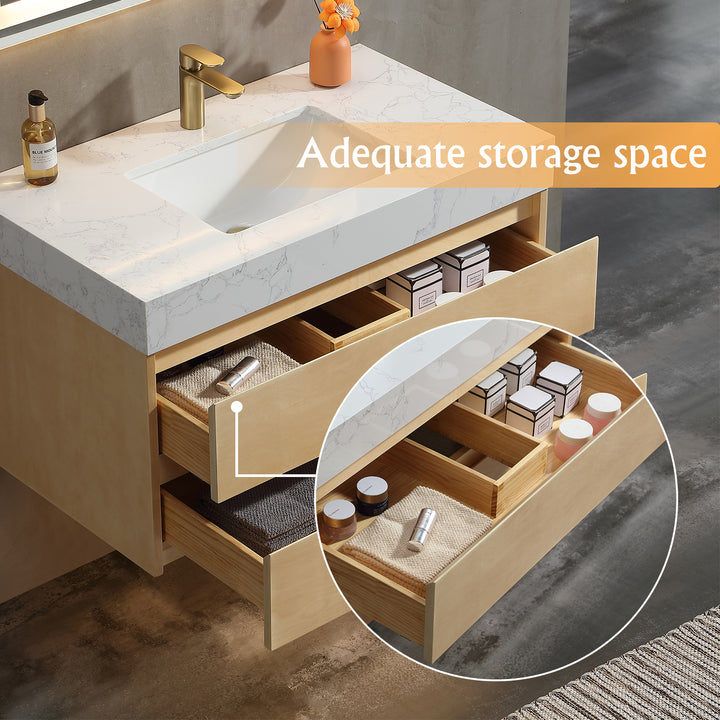 Modern floating vanity storage space