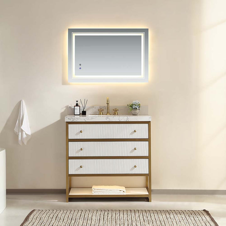 Modern iron frame white bathroom vanity