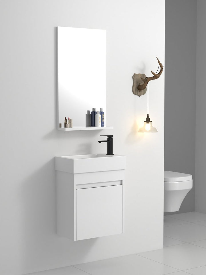 Modern white wall mounted bathroom vanity