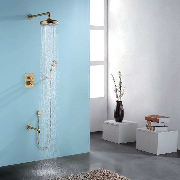 open brushed gold shower system