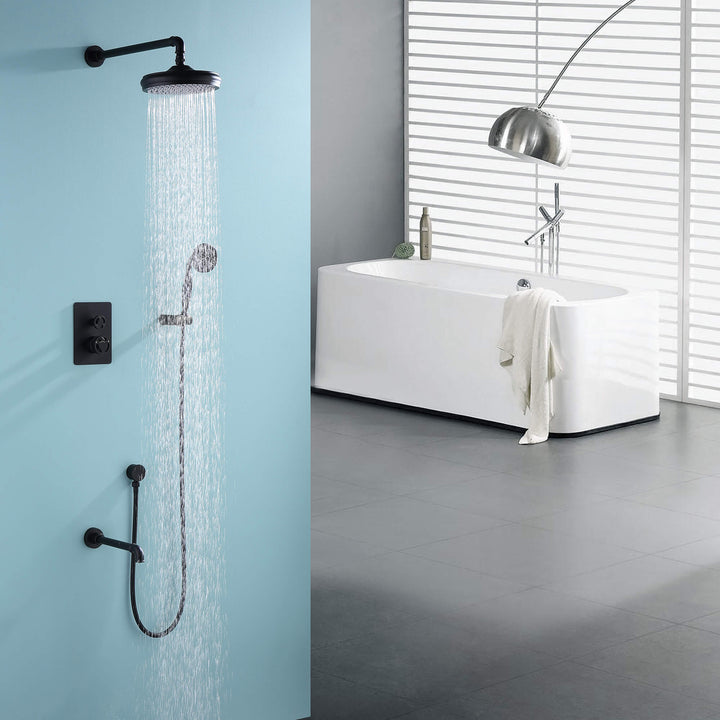 open matte black shower system