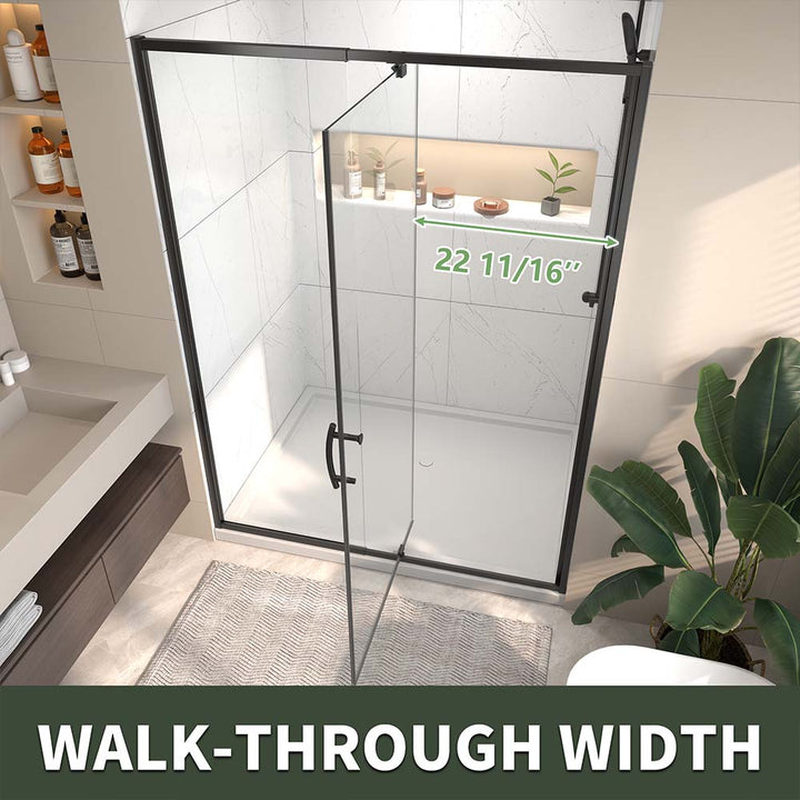 Pivot shower door entrance width