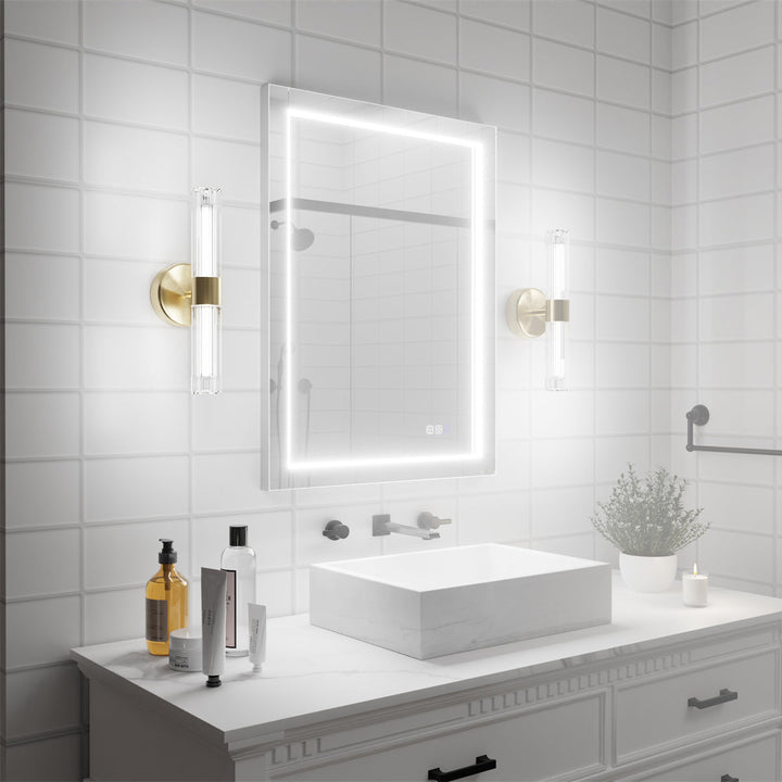 Rectangular LED bathroom mirror