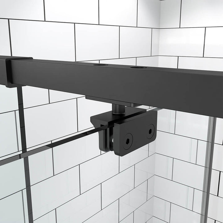 shower door top rail and roller detail