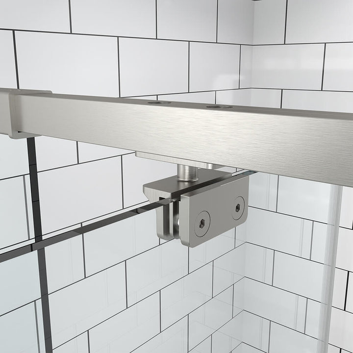 shower door top rail and roller detail