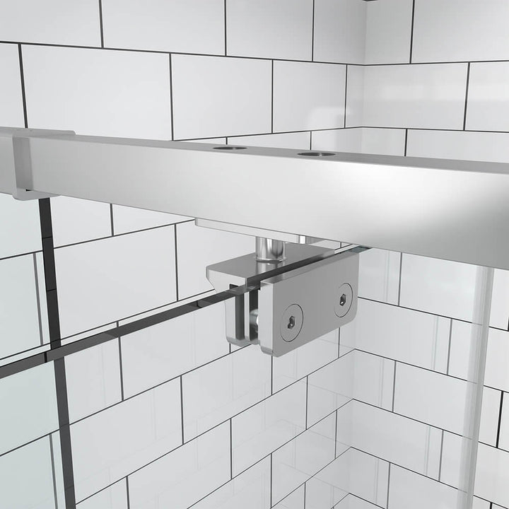 shower door top rail and roller detail