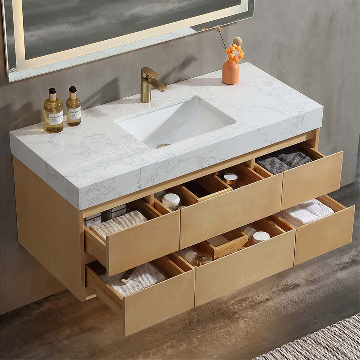 Single sink vanity drawer dividers