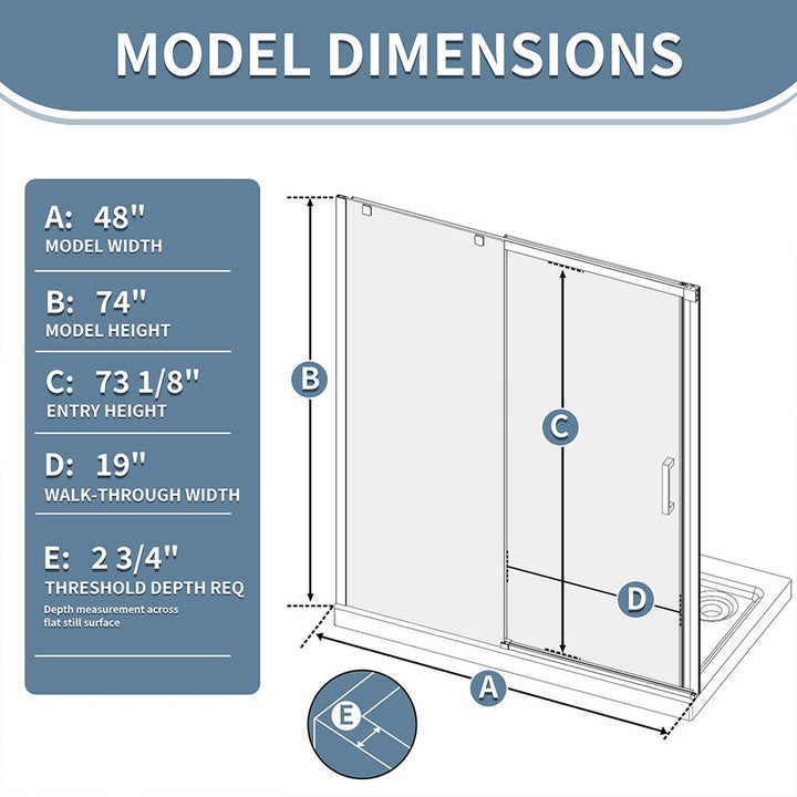 Sliding shower door dimensions size