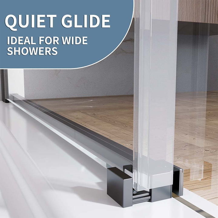 Sliding shower door quiet glide