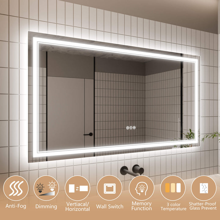 vanity mirror features dimming anti fog