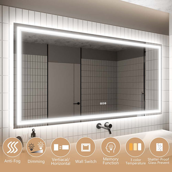 vanity mirror features dimming anti fog