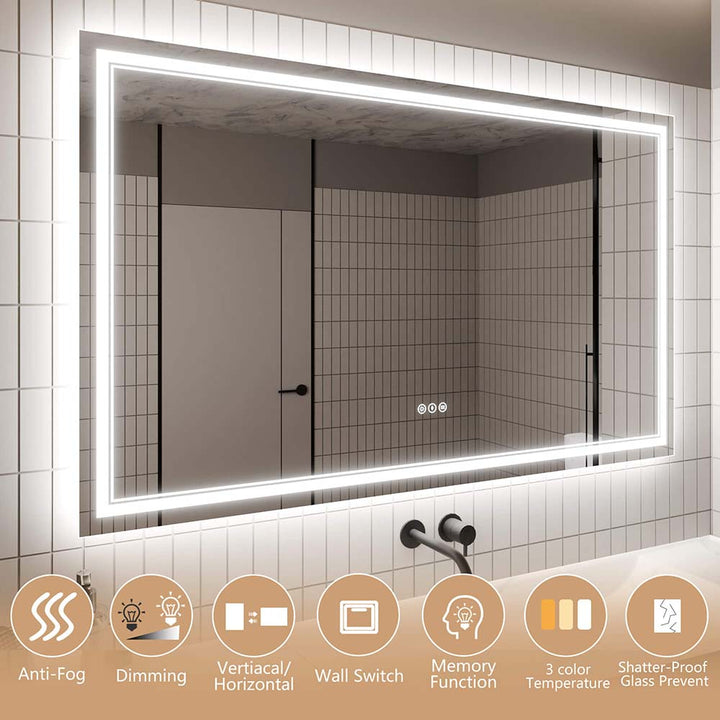 vanity mirror features dimming anti fog