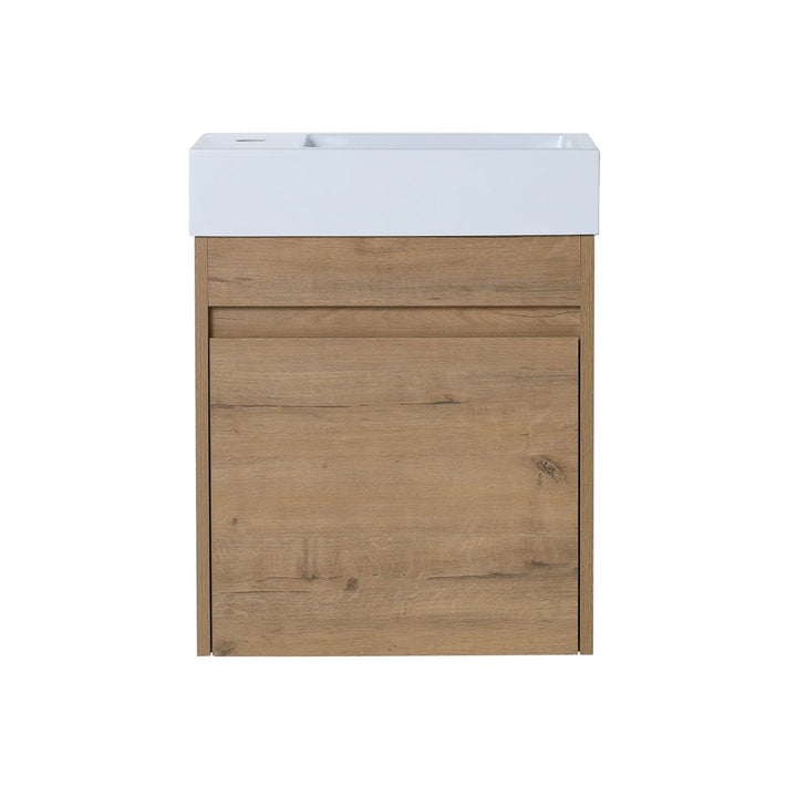 Wall mounted bathroom vanity wood grain