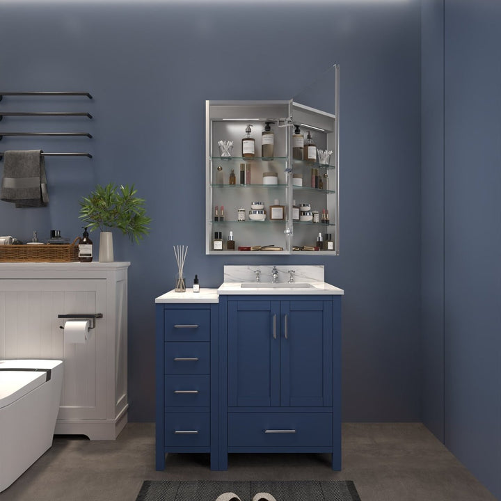 Wall mounted medicine cabinet with vanity