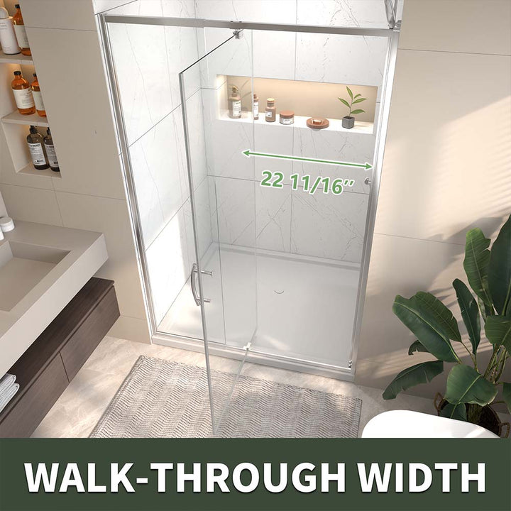 White bathroom shower door access width