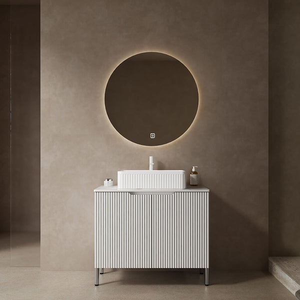 white round bathroom mirror sink vanity