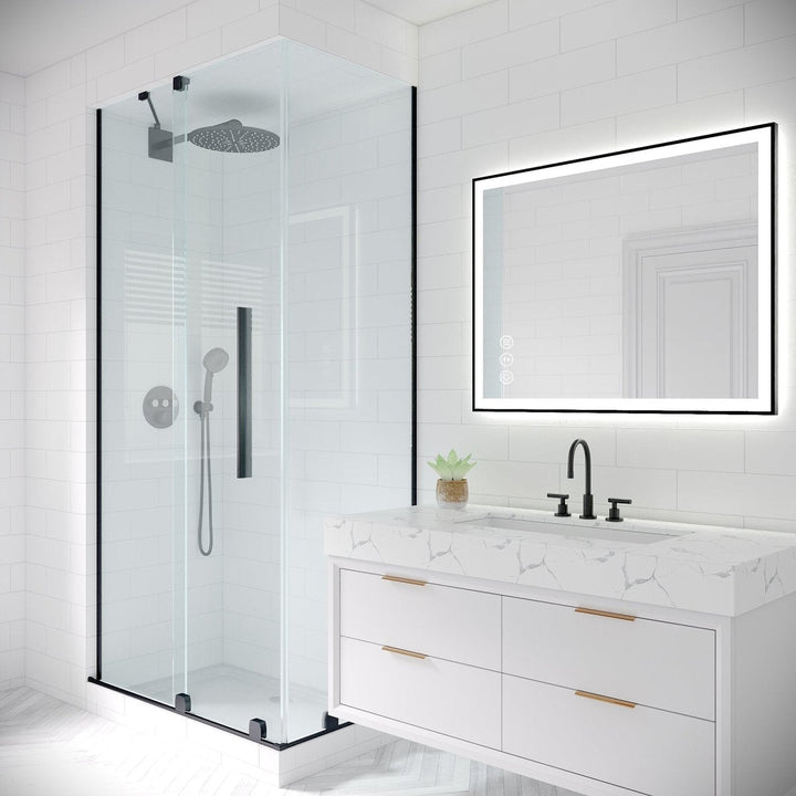 White vanity led mirror shower