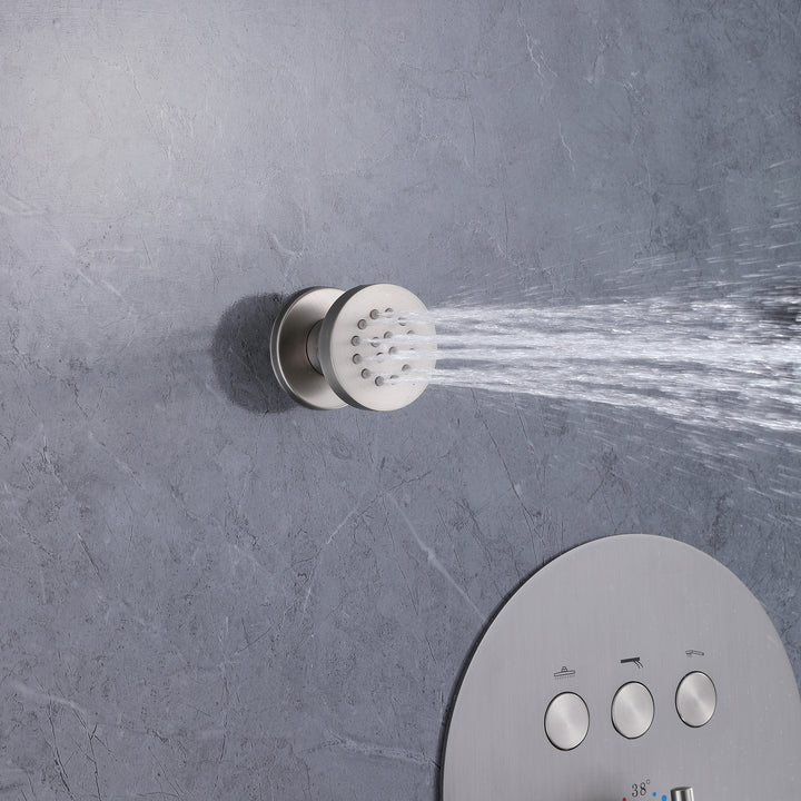 Thermostatic Complete Shower System With Shower Head Hand Shower And 4 Body Jets - Modland