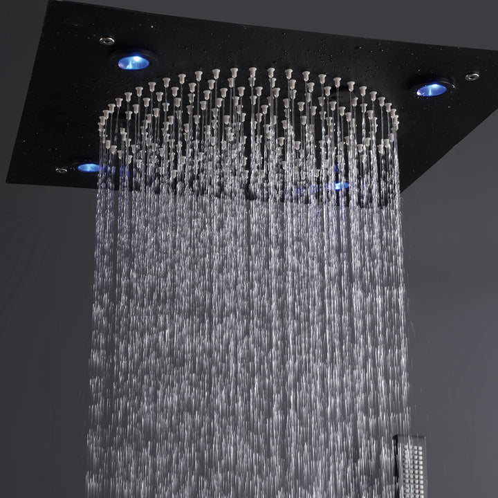 Black Matte LED Light Shower System 