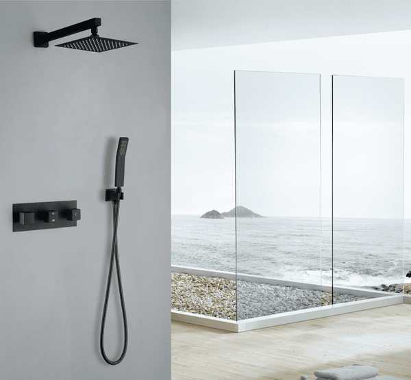 Wall-Mounted Rain Shower System with Convenient Hand Shower - Modland