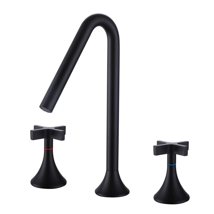 Deck Mounted Dual Cross Handles Bathroom Sink Faucet - Modland