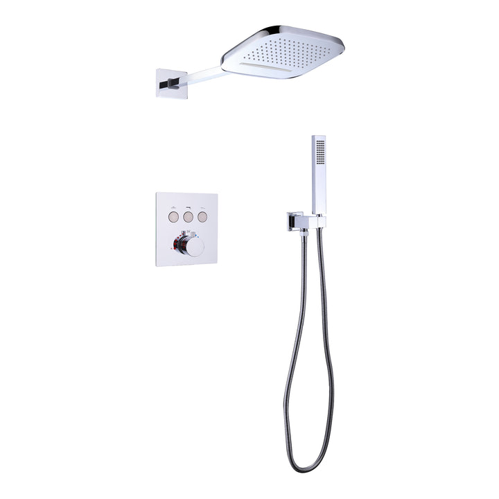 Luxurious Thermostatic Rain Shower System with Hand Shower & Rough-in Valve - Modland