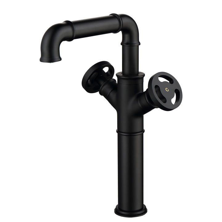 Deck Mounted Chic Industrial Dual Handles Single Hole Bathroom Faucet - Modland