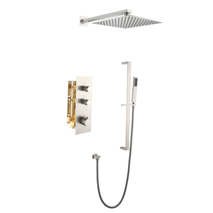 Thermostatic Rain Shower System with Hand Shower-Includes Rough-in Valve - Modland