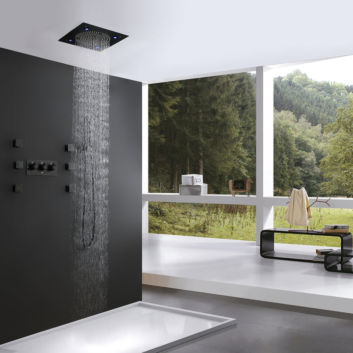 LED Light Chrome Shower System with Body Jets - Modland