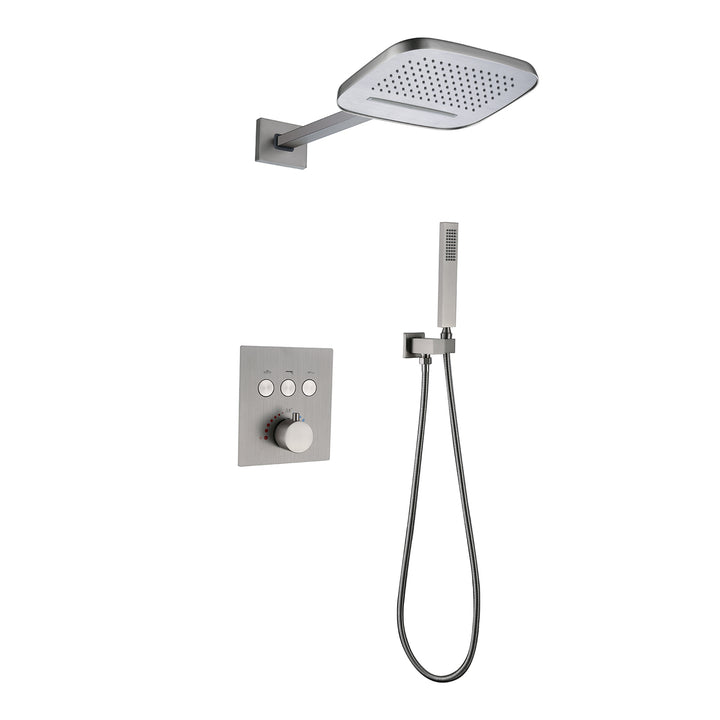 Luxurious Thermostatic Rain Shower System with Hand Shower & Rough-in Valve - Modland