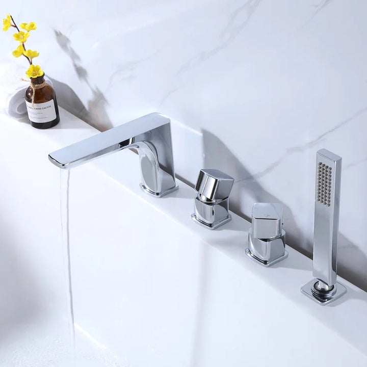 Deck Mount Roman Dual Handles Tub Faucet with Hand Shower - Modland