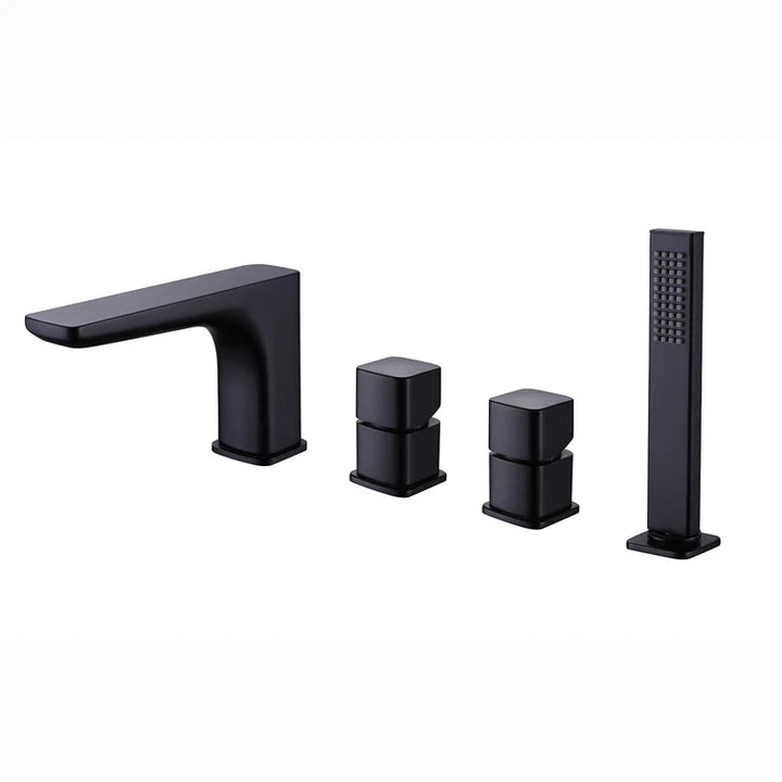 Deck Mount Roman Dual Handles Tub Faucet with Hand Shower - Modland