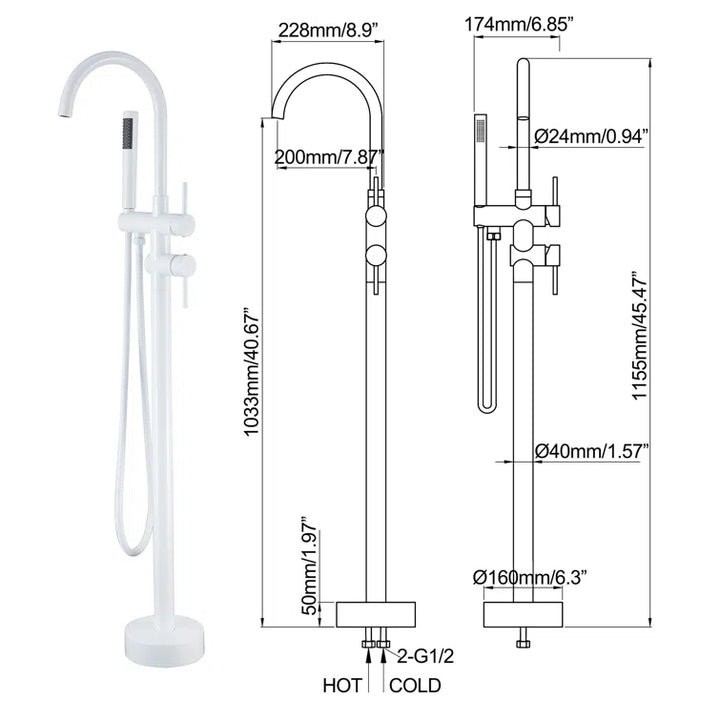 Holy Series Freestanding Tub Filler With Handshower - Modland