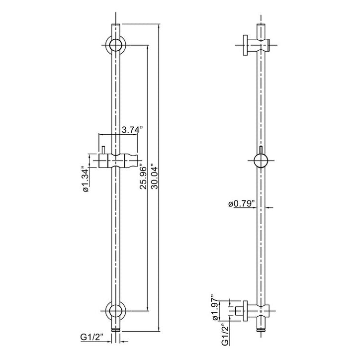 Wall Mounted Handheld Shower with Slide Bar-Less Rough-in Valve - Modland