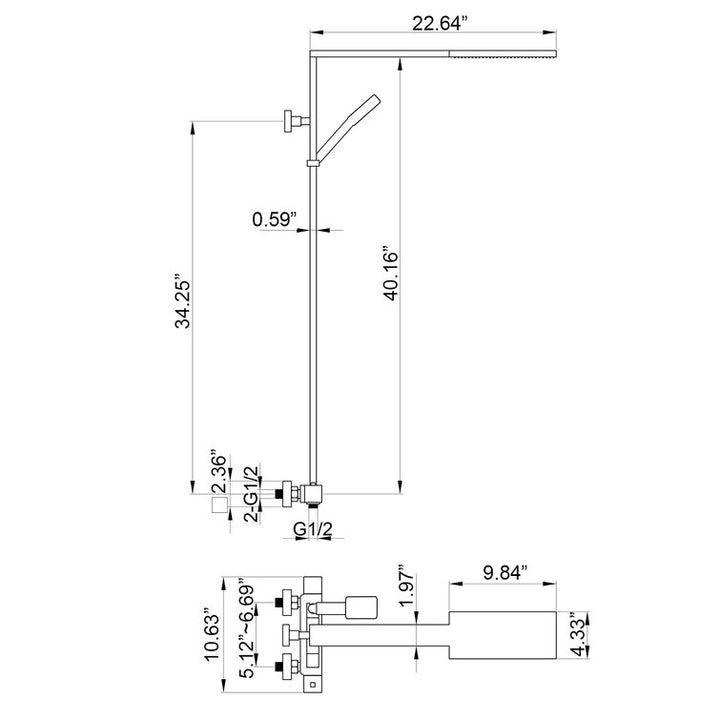 Luxury Double Function Thermostatic Shower System With Rough-In Valve - Modland