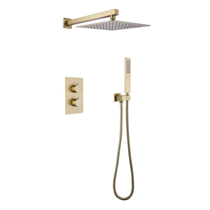 Thermostatic Rain Shower System with Hand Shower and Rough-in Valve - Modland