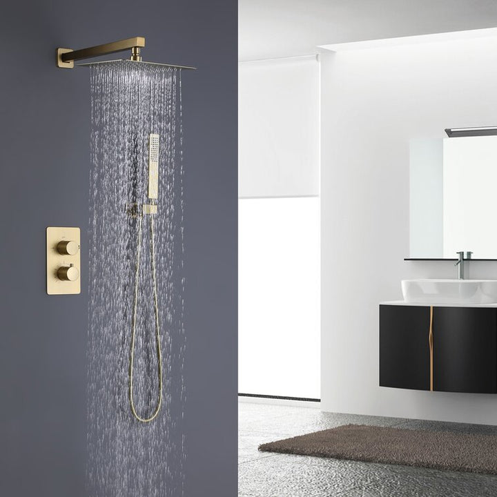 Thermostatic Rain Shower System with Hand Shower and Rough-in Valve - Modland