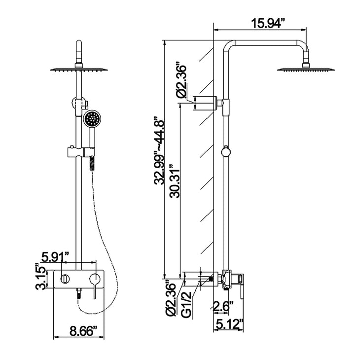 Newly Design Rain Shower System with Hand Shower & Rough in Valve - Modland