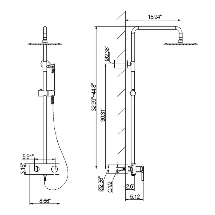 Newly Design Rain Shower System with Hand Shower & Rough in Valve - Modland