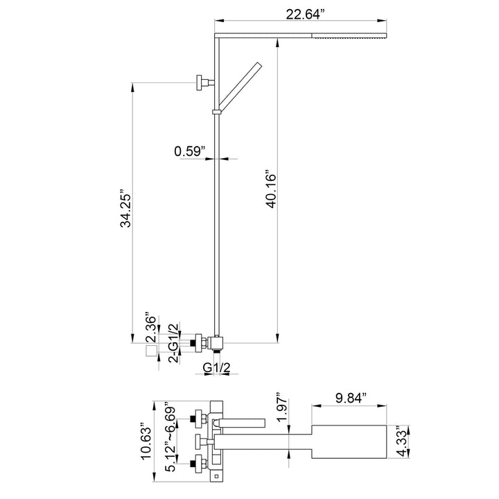 Luxury Double Function Thermostatic Shower System With Rough-In Valve - Modland