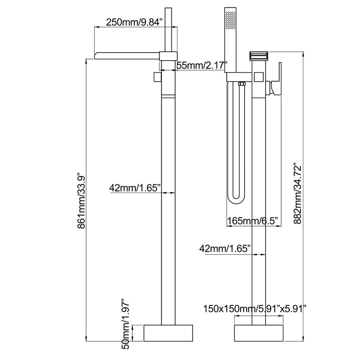 Double Handle Floor Mounted Tub Filler - Modland