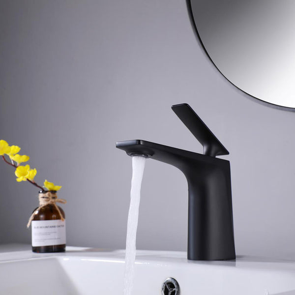 Black Chic Modern Deck Mounted Single Sink Faucet - Modland