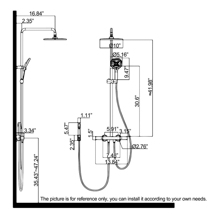 Multi-Function Rain Shower System: Wall-Mounted with Rough-in Valve - Modland