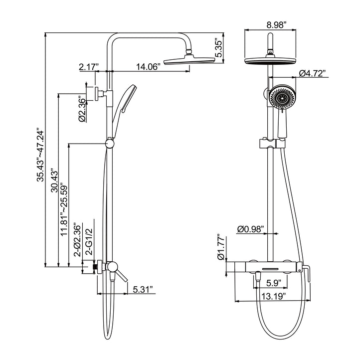 Trendy Design Multi-Function Complete Shower System With Rough-in Valve - Modland