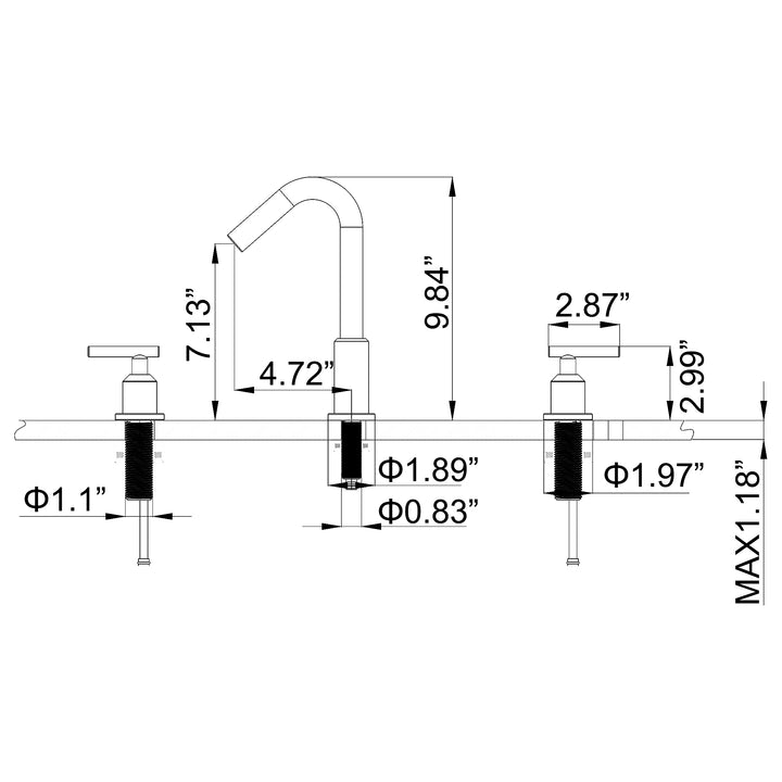 Deck Mounted Dual Handles High-Arc Widespread Bathroom Faucet - Modland