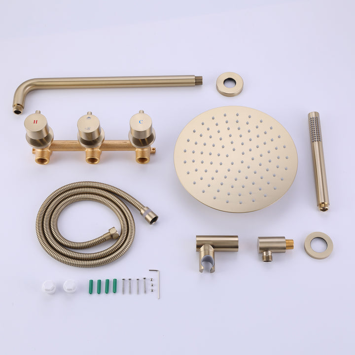Wall Mounted Rain Shower System with Hand Shower-Includes Rough-In Valve - Modland