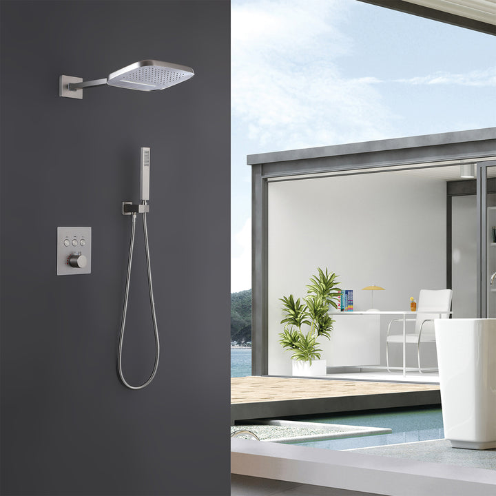 Luxurious Thermostatic Rain Shower System with Hand Shower & Rough-in Valve - Modland