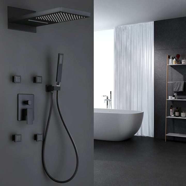 Luxury Pressure Balanced Waterfall Shower System with Hand Shower & Body Jets - Modland