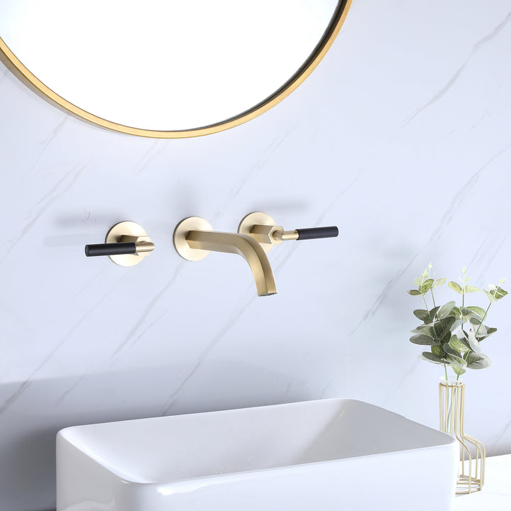 Dual-Handle Wall-Mount Sink Faucet for Stylish Elegance - Modland